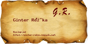 Ginter Réka névjegykártya